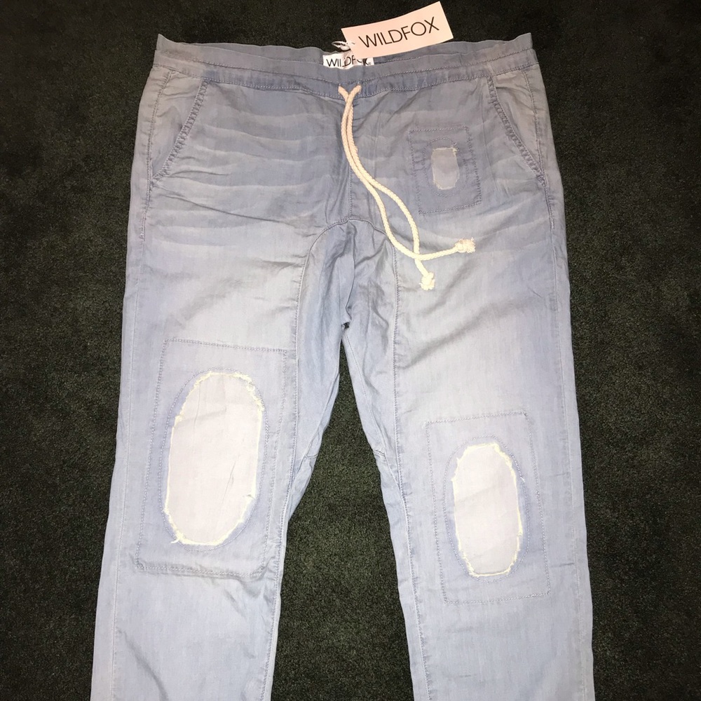 Wildfox Lightweight Chambray Drawstring Joggers